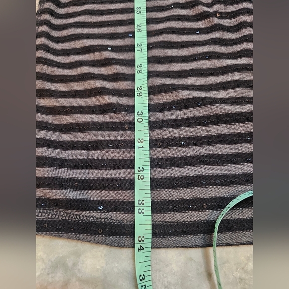 Express Black Gray Striped Sequin Knit Dress Medium - Picture 6 of 9